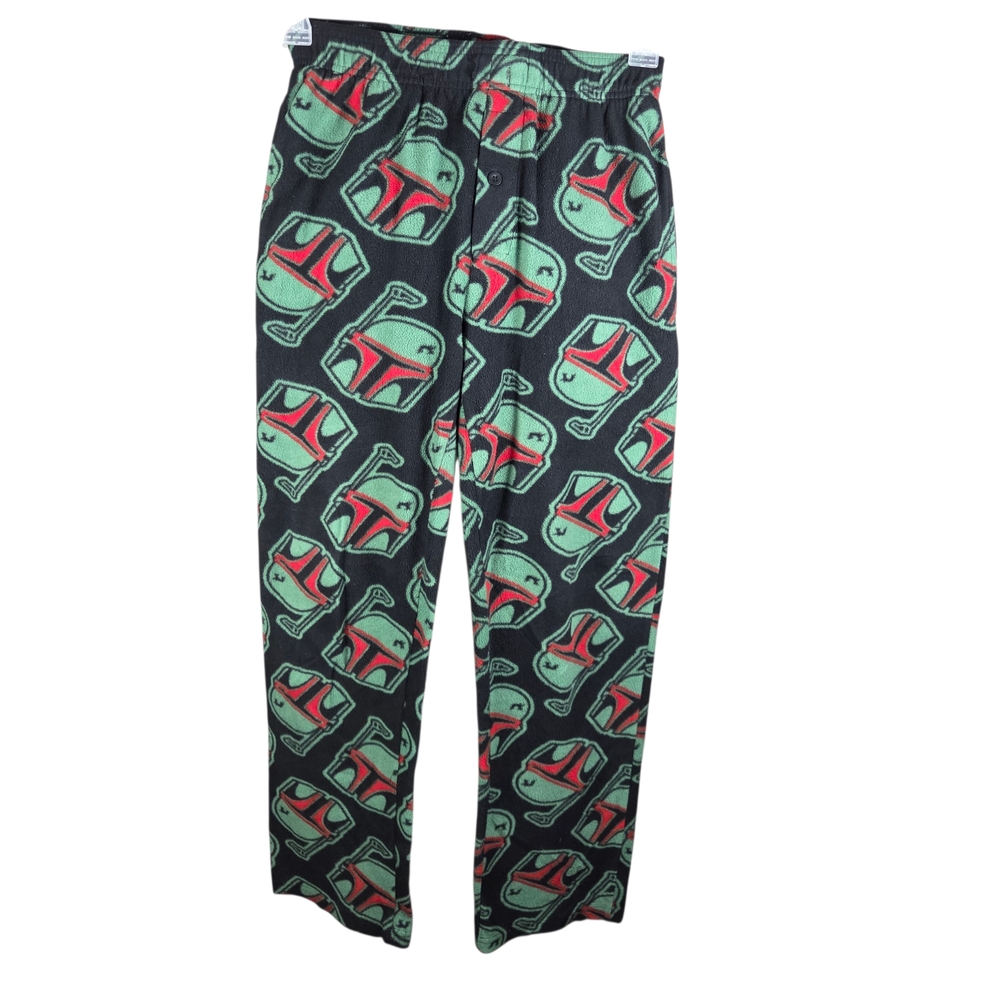 🔥4/$20 Star Wars Boba Fett Pajama Pants Kids Large -Green/Black -Fleece